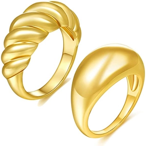Vintage Edelstahl Croissant Dome Ring Für Damen Französischer Stil Gedreht Gold Silber Finger Schmuck Geschenk