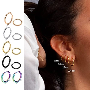 Stainless steel hoop earrings in various colors and sizes for men and women