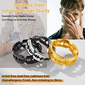 Hip Hop Punk Roestvrij Staal Scheermesje Hol Ontwerp Ring Industriële Stijl Gepolijste Vingerring Voor Mannen Sieraden