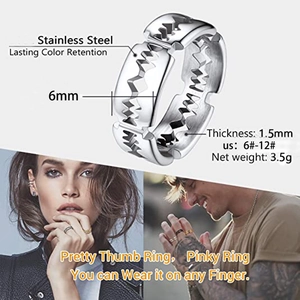 6 mm brede punkstijl roestvrijstalen ring met tandwielslijping voor heren en dames US 6-12