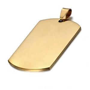 Colgante militar rectangular de acero inoxidable dorado pulido con acabado metálico brillante