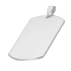 Colgante de placa de identificación en acero inoxidable plateado con superficie para grabar