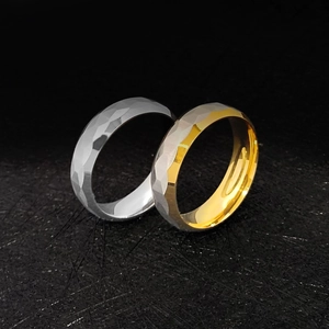 Punk Roestvrij Stalen Band Ring Geometrische Diamant Slijpvorm Gefacetteerd Titanium Staal Gepolijst Ring Voor Mannen Vrouwen Sieraden
