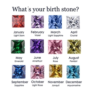Twelve colorful square-cut birthstones in a 3x4 grid for customizable perfume pendants