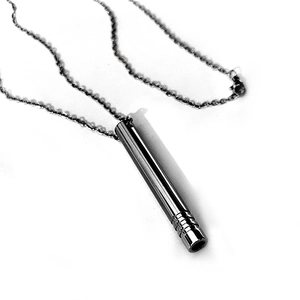 Collar de meditación con colgante cilíndrico de acero inoxidable y cadena de bolas
