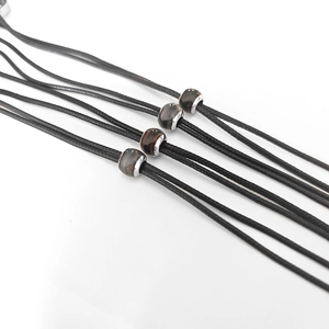 Minimalist black braided wax rope necklaces with color-changing cylindrical beads