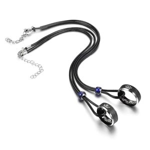 Creative color-changing bead couples necklaces with Her King and His Queen engraved rings