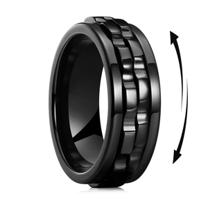 Men's Stainless Steel Anxiety Relief Spinning Gear Ring Industrial Punk Style Rotating Decompression Band Ring Fashion Jewelry