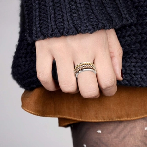 Dreifarbiger mehrlagiger Spinner-Ring aus Edelstahl zur Linderung von Angstzuständen