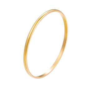 Brazalete minimalista de acero inoxidable dorado pulido con acabado liso curvado