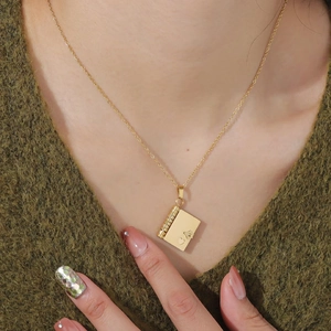 18k gold plated stainless steel book locket necklace with heart detail for women