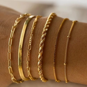 Mode Minimalistisch 18K Vergoldet Edelstahl Armband Für Damen Hochwertige Titanstahl DIY Gliederkette Armband Elegantes Schmuck Geschenk
