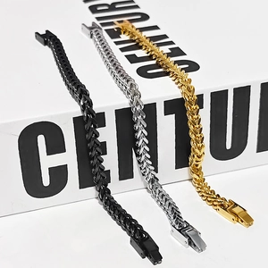 Hip Hop Titaniumstaal Franco Tarwe Ketting Armband Voor Heren Dames Unisex Vergulde Metalen Sieraden Met Vouwsluiting