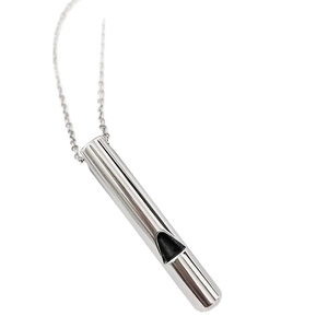 Polished titanium steel whistle necklace with stainless steel chain for outdoor survival