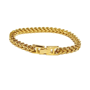 Gepolijste gouden Franco-schakelarmband voor heren met stevige rechthoekige sluiting
