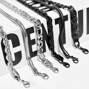 Bracelet Hip Hop Homme en Acier Inoxydable Chaîne Corde Serpent Gourmette Bracelet Métal Or Argent Noir Bijoux Cadeau