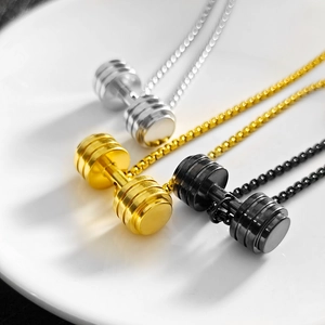 Collier Pendentif Haltère Fitness en Acier au Titane Bijoux de Musculation pour Hommes Femmes Accessoire Style Sportif