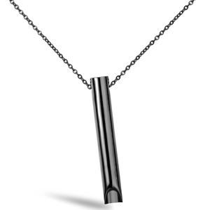 Collana con ciondolo a fischietto in acciaio inossidabile nero lucido per lo stress e yoga