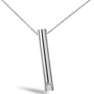 Collana per respirazione in acciaio inossidabile argento con pendente cilindrico lucido