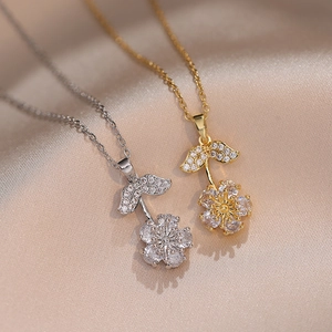 Sonnenblume Anhänger Halskette Edelstahl Zirkon Elegant Mode Schmuck Für Frauen