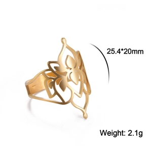 Λεπτομέρειες διαστάσεων 25,4x20mm και βάρος 2,1g του επίχρυσου δαχτυλιδιού λωτού
