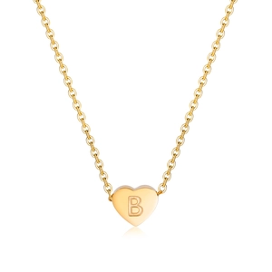 Goldene minimalistische Edelstahl-Herzkette mit graviertem Buchstaben B an O-Kette