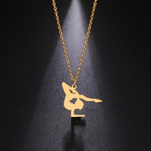 Polished gold rhythmic gymnastics pendant on a sleek cable chain for sports lovers