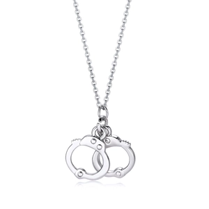 Collier avec pendentif menottes entrelacées en alliage argenté de style ethnique
