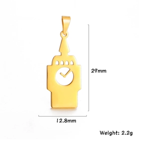 Detailed view of Big Ben pendant with dimensions: 29mm height, 12.8mm width, 2.2g weight