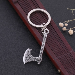 Vintage Nordic Viking Axe Keychain Zinc Alloy Antique Silver Celtic Knot Pendant Key Ring For Men Women Gift Jewelry