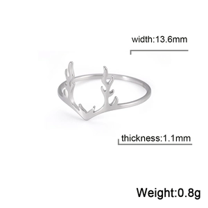 Anello minimalista a corno di cervo in acciaio inossidabile argento larghezza 13,6 mm