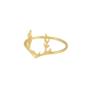Elegante anello in acciaio inossidabile dorato con design minimalista a corna di cervo