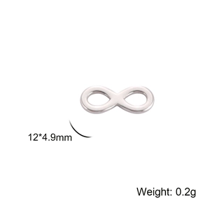 Polished stainless steel infinity symbol charm for jewelry making 12x4.9mm silver finish