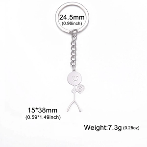 Cartoon stickman playing basketball keychain made of stainless steel for keys