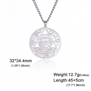 Fashionable stainless steel Cuban chain necklace featuring an Egyptian Eye of Horus pendant