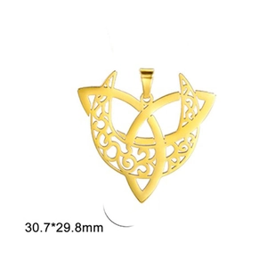 Gouden roestvrijstalen holle triquetra knoop maan hanger van 30,7x29,8mm
