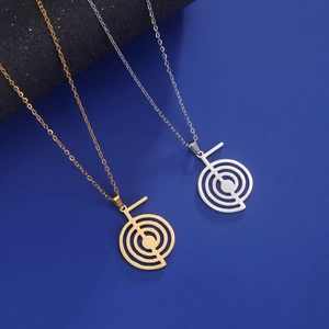 Cho Ku Rei Reiki Symbol Anhänger Halskette Edelstahl Spirituelle Heilung Geometrischer Schmuck Für Damen Herren Gold Silber