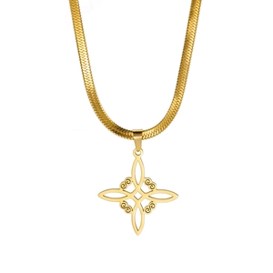 Collana a catena piatta in serpente dorata in acciaio inossidabile con ciondolo a nodo