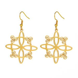 Elegante vergulde heksenknoop oorbellen met holle geometrische patronen voor dames