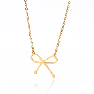 Minimalistische gouden strik hanger ketting van gepolijst roestvrij staal metaal