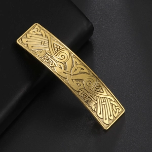 Vintage Celtic Knot Dual Crane Alloy Hair Clip For Women Retro Viking Style Metal Relief Spring Clip Antique Gold Silver Accessory