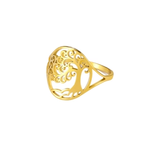 Anello albero della vita in oro minimalista in acciaio inossidabile design vintage