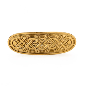 Vintage gold Celtic knot hair clip made of zinc alloy with intricate engraved patterns