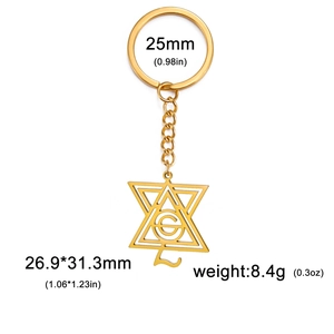 Vue détaillée de l'anneau doré de 25 mm et du pendentif en forme d'étoile géométrique