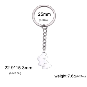 Cute bunny stainless steel keychain with dimensions and weight specs for women