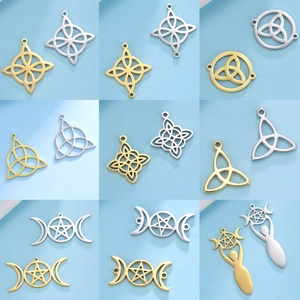 Stainless Steel Witch Knot Celtic Knot Triple Moon Pentagram Pendant Only (Without Chain) For DIY Jewelry Findings Making