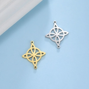 Golden and silver stainless steel witch knot pendants for DIY jewelry making