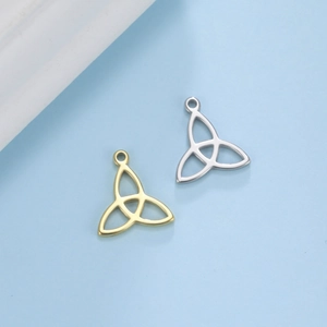 Polished gold and silver stainless steel Triquetra Celtic knot charms for DIY jewelry making