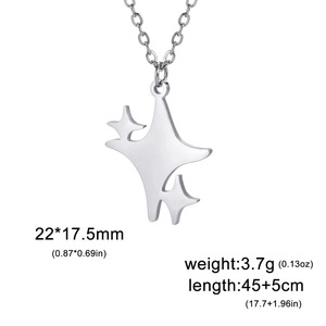 Gepolijste titanium stalen halsketting met vierpuntige ster hanger en verstelbare ketting