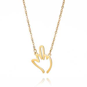 Goldene Edelstahlkette mit Mittelfinger-Geste-Anhänger auf einem weißen Hintergrund